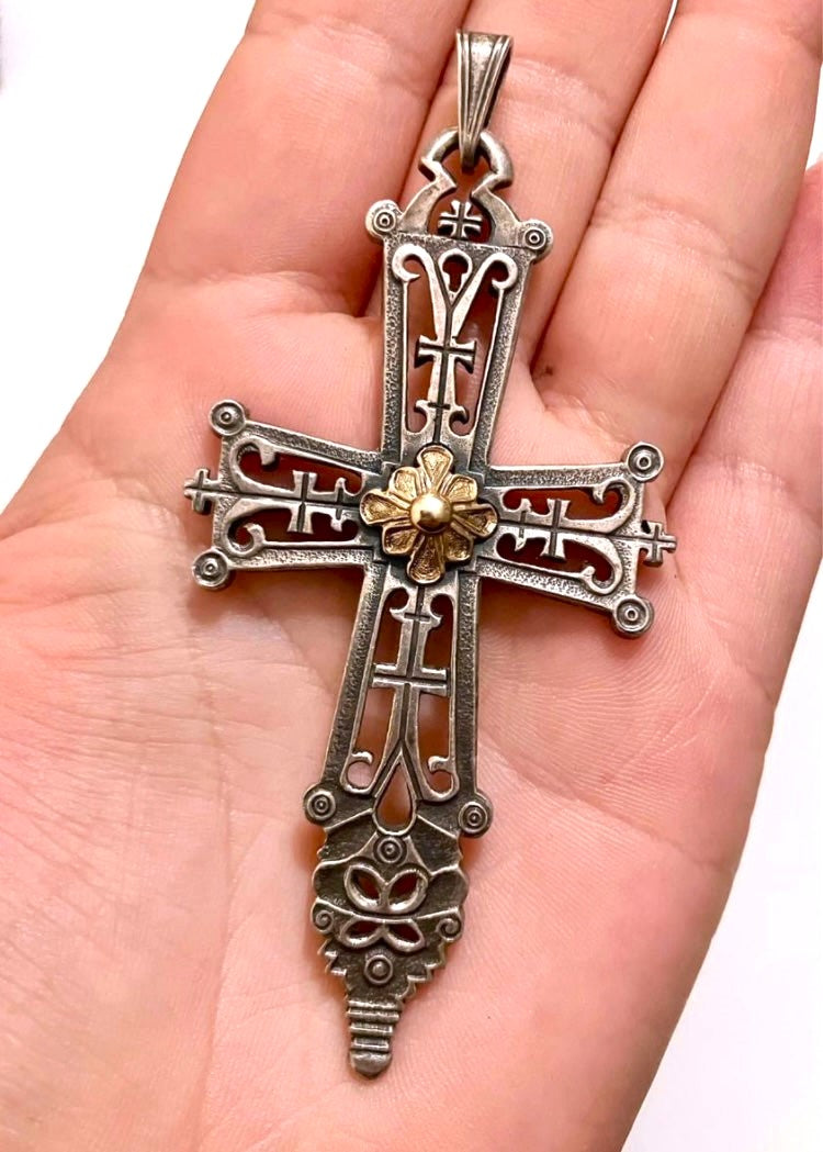 14k Gold & Silver Cross