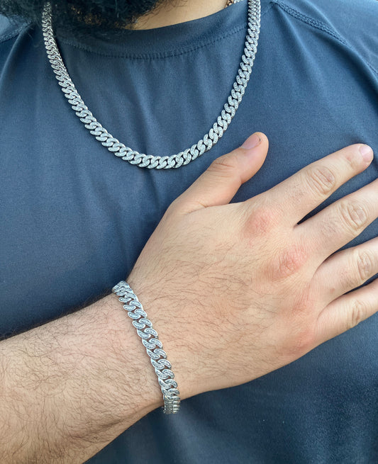 Diamond Cuban Link Chain & Bracelet Set