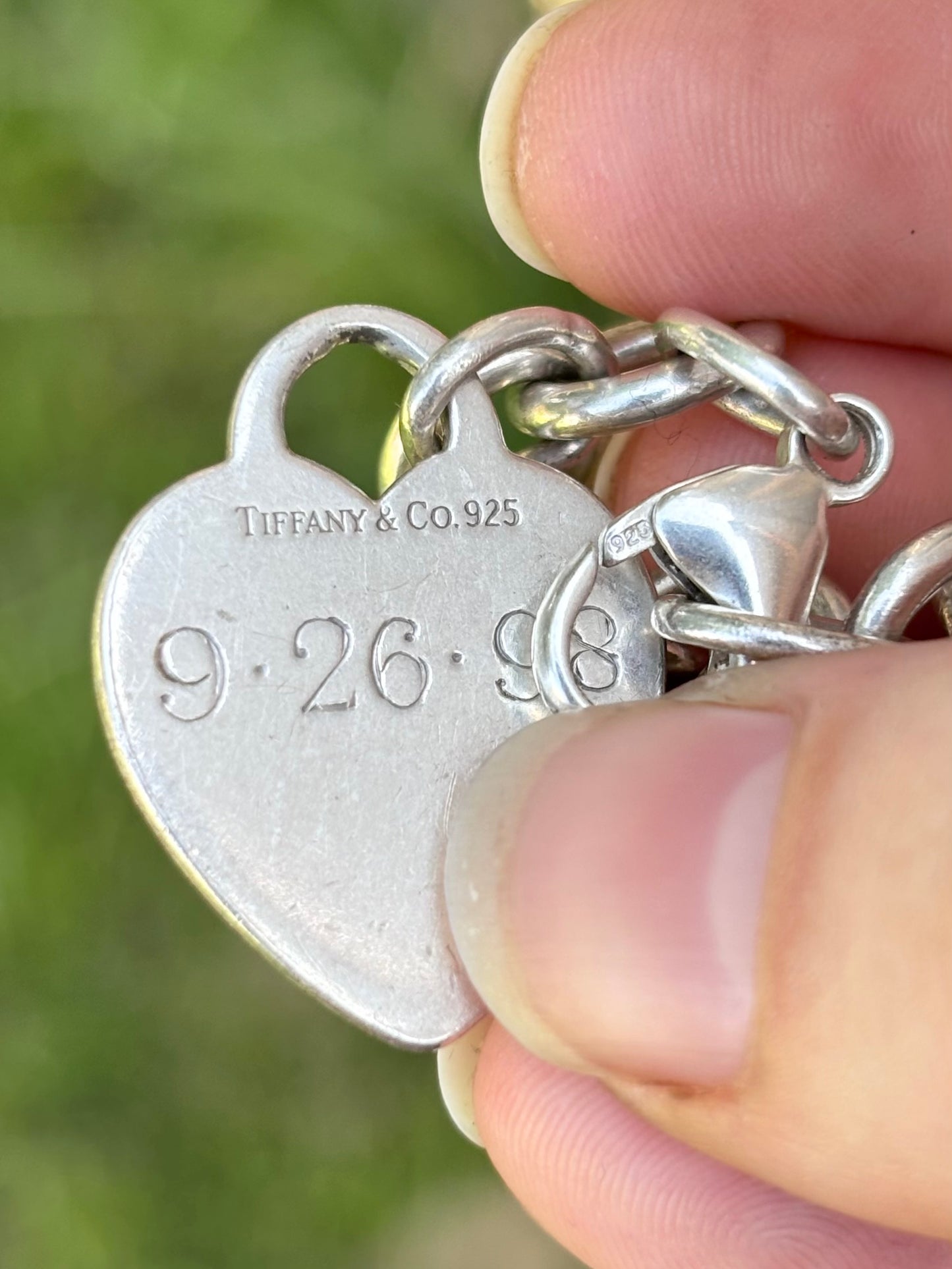 Vintage Tiffany & Co. Sterling Silver Heart Tag Cable Link Bracelet - Engraved