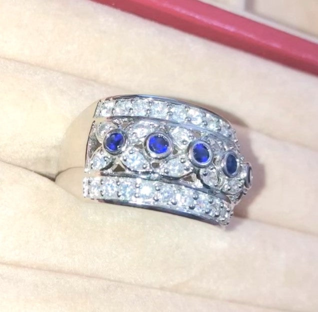 5 "Sapphires" in Ornate "Diamond" Setting Ring