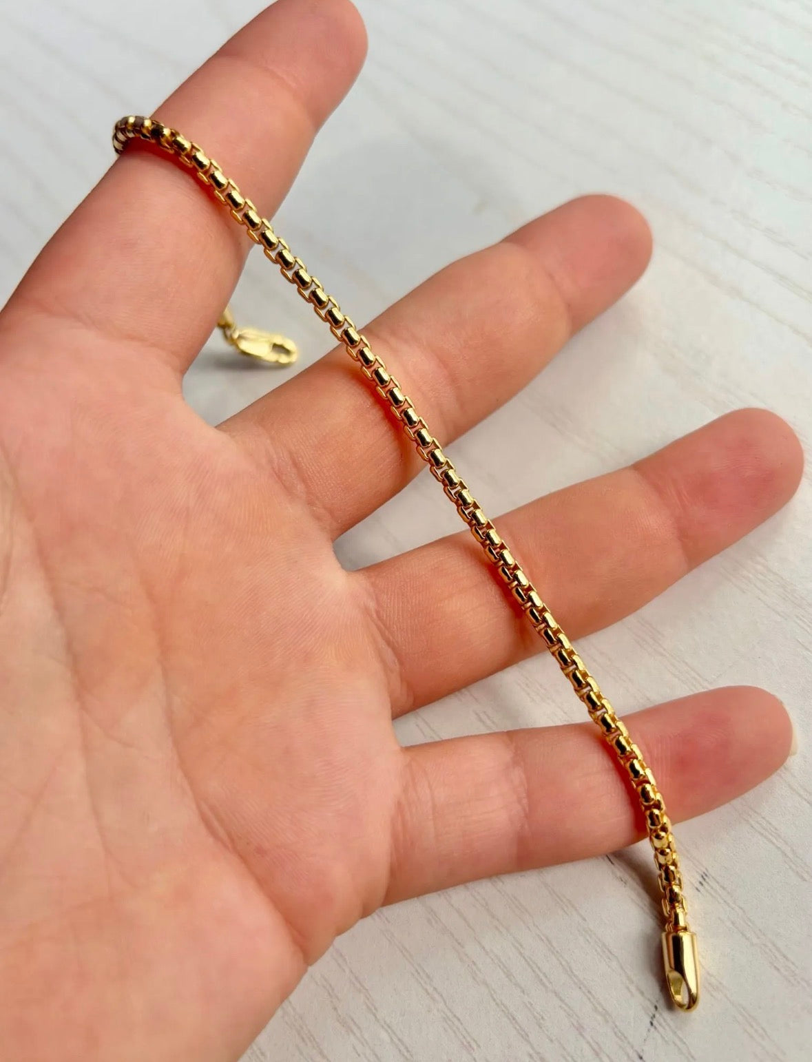 Gold Vermeil Rounded Box Chain Bracelet