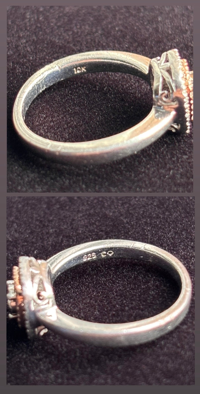 10K Rose Gold & Sterling Silver Natural Diamond Double Halo Ring