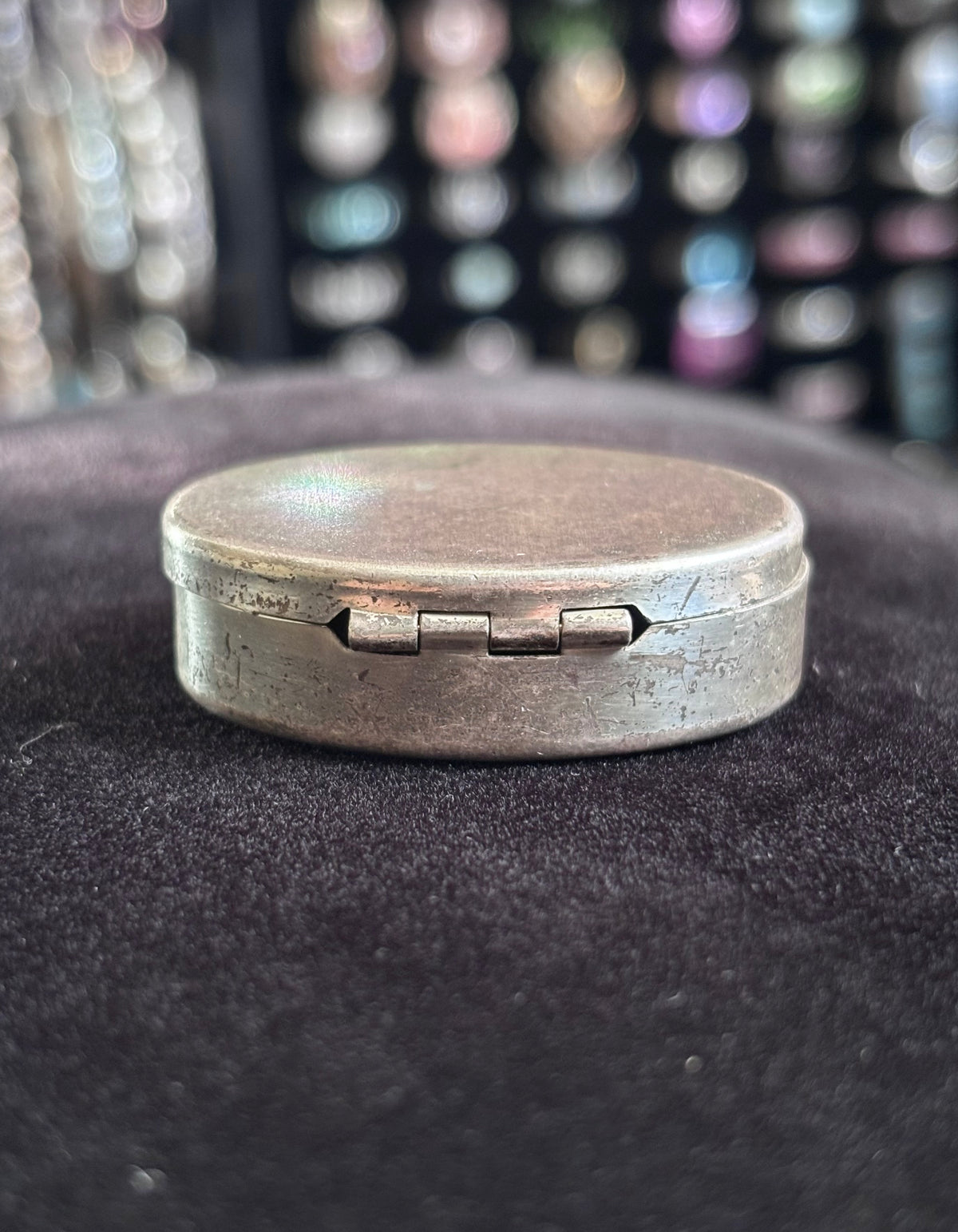 Vintage Sterling Silver Oval Pill Trinket Keepsake Box