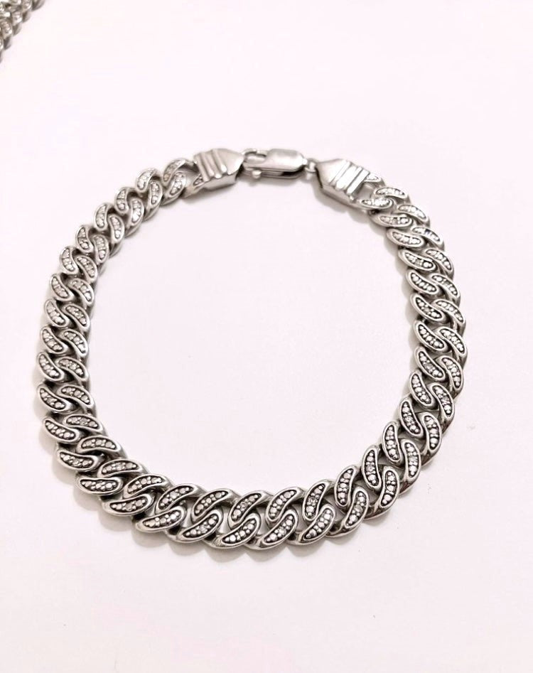 Diamond Cuban Link Chain & Bracelet Set