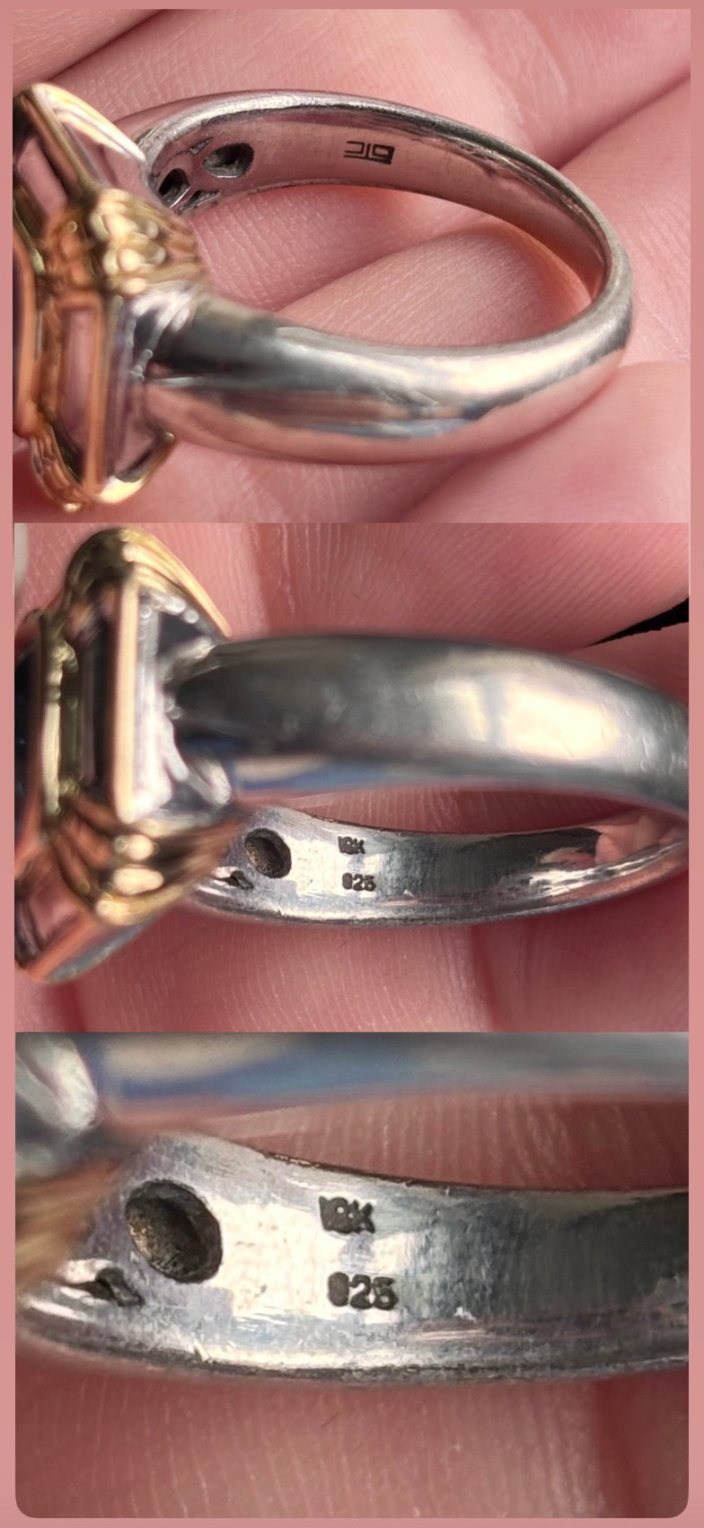 OTC International 18K Gold & Sterling Silver Blue Topaz Art Deco Ring