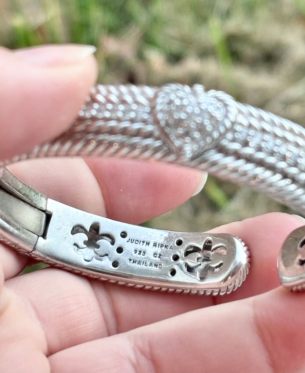 Judith Ripka Engraved Diamonique CZ Heart Bangle