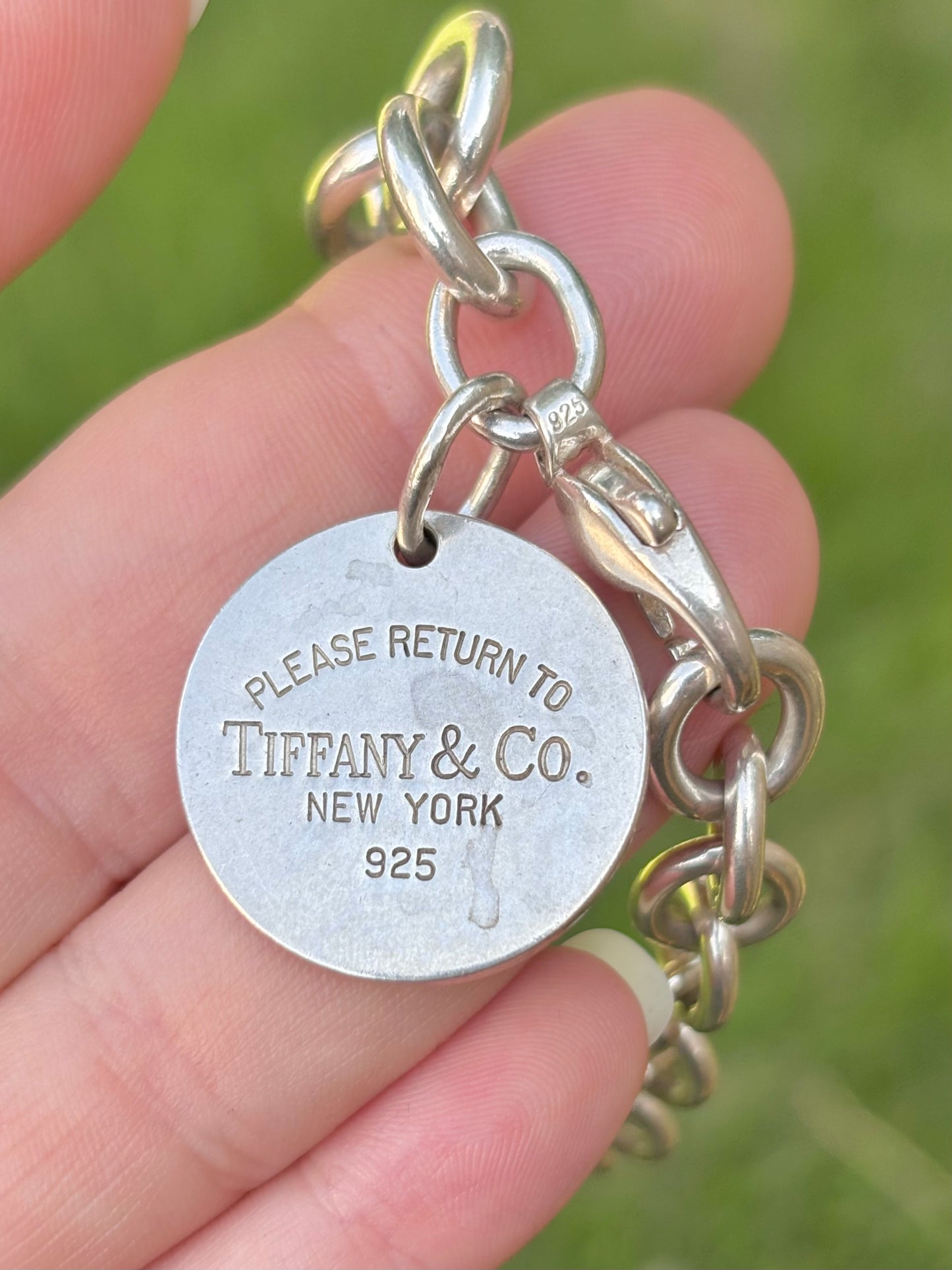 Vintage Tiffany & Co. Sterling Silver Please Return to Tiffany Circle Tag Bracelet — Engraved