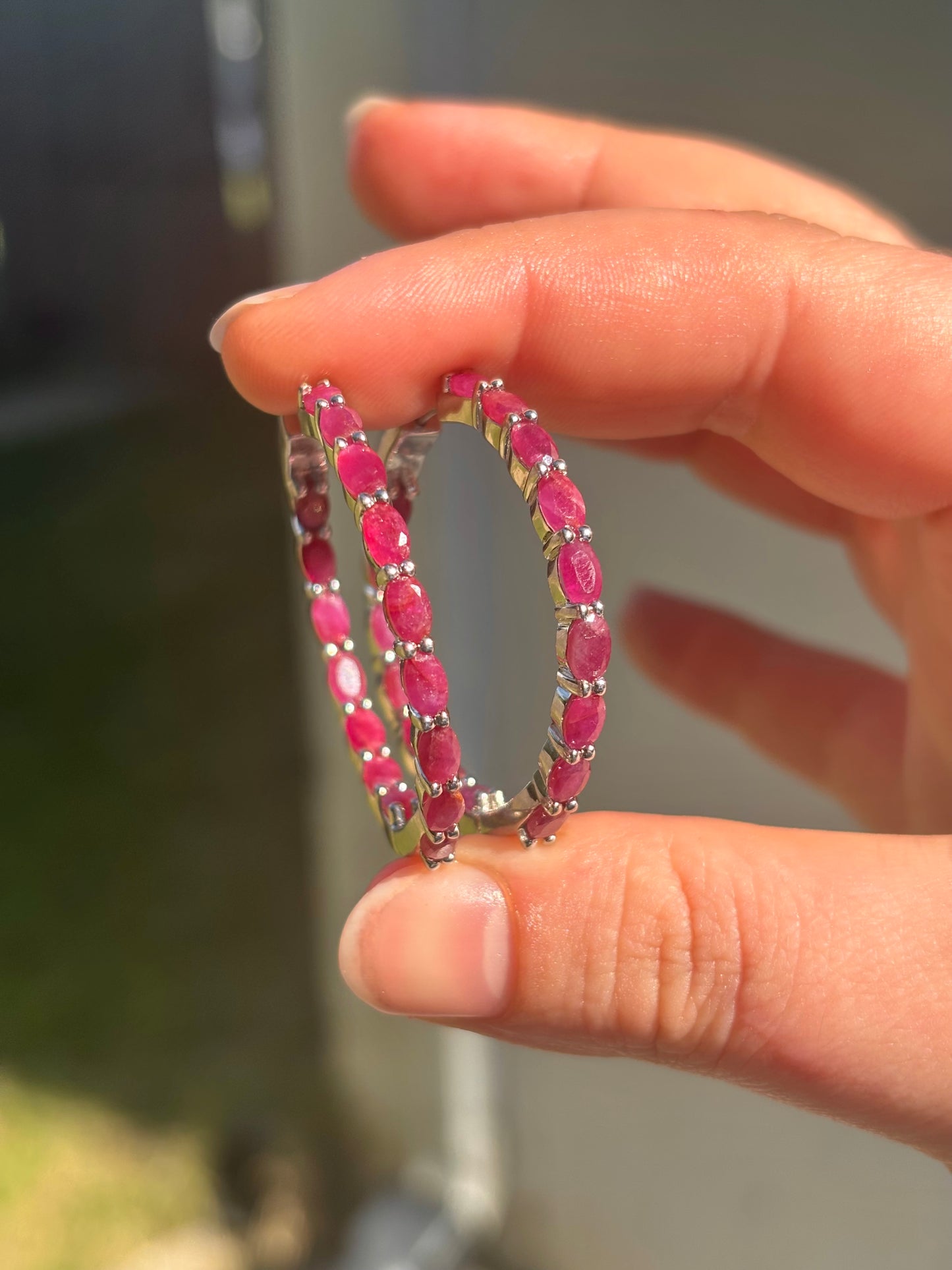 Natural Ruby Hoops