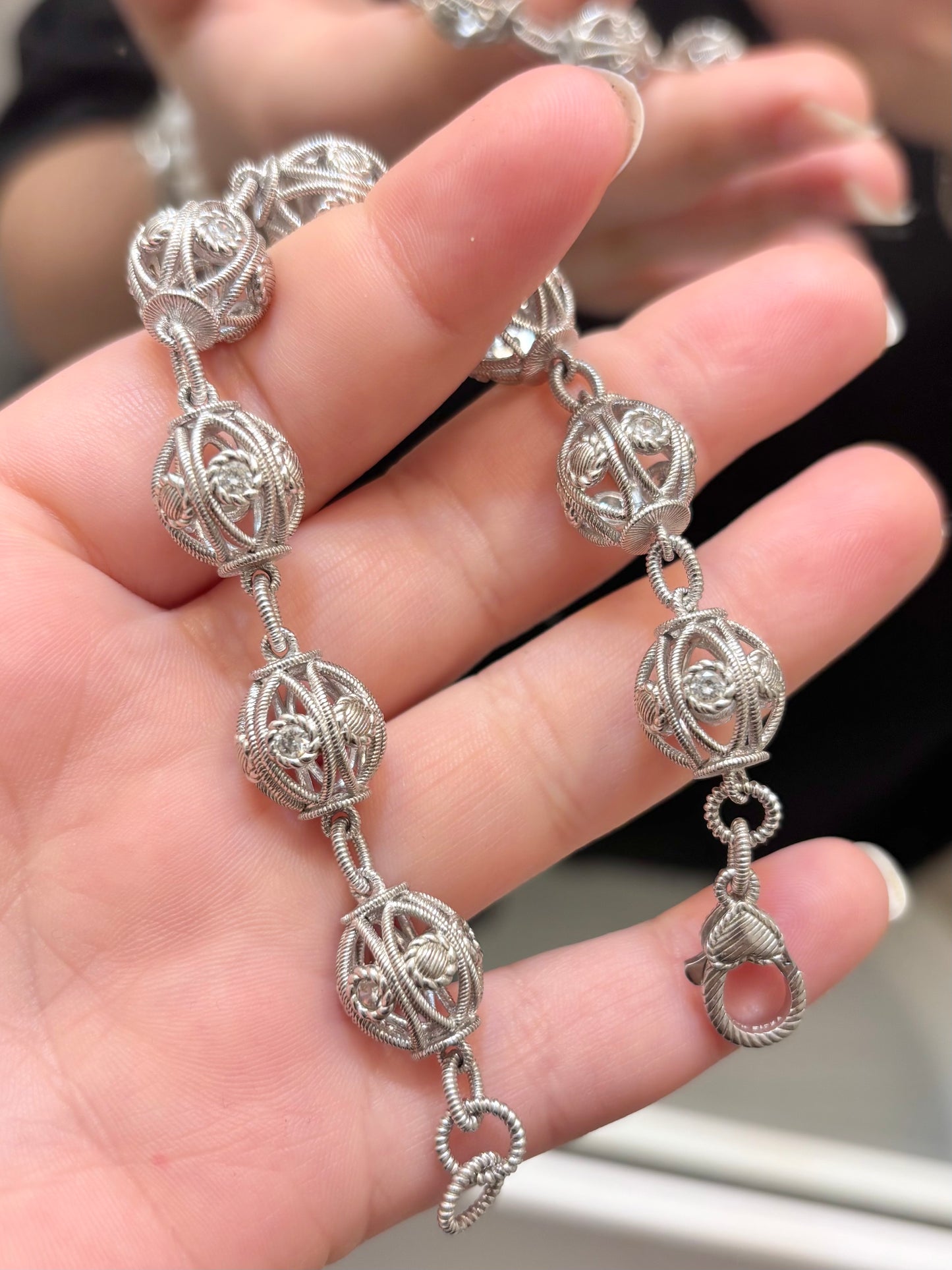 Judith Ripka Truffle Bead Ball Link Bracelet