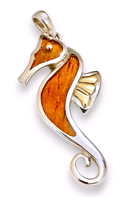 Na Hoku Seahorse Pendant with 18k Gold