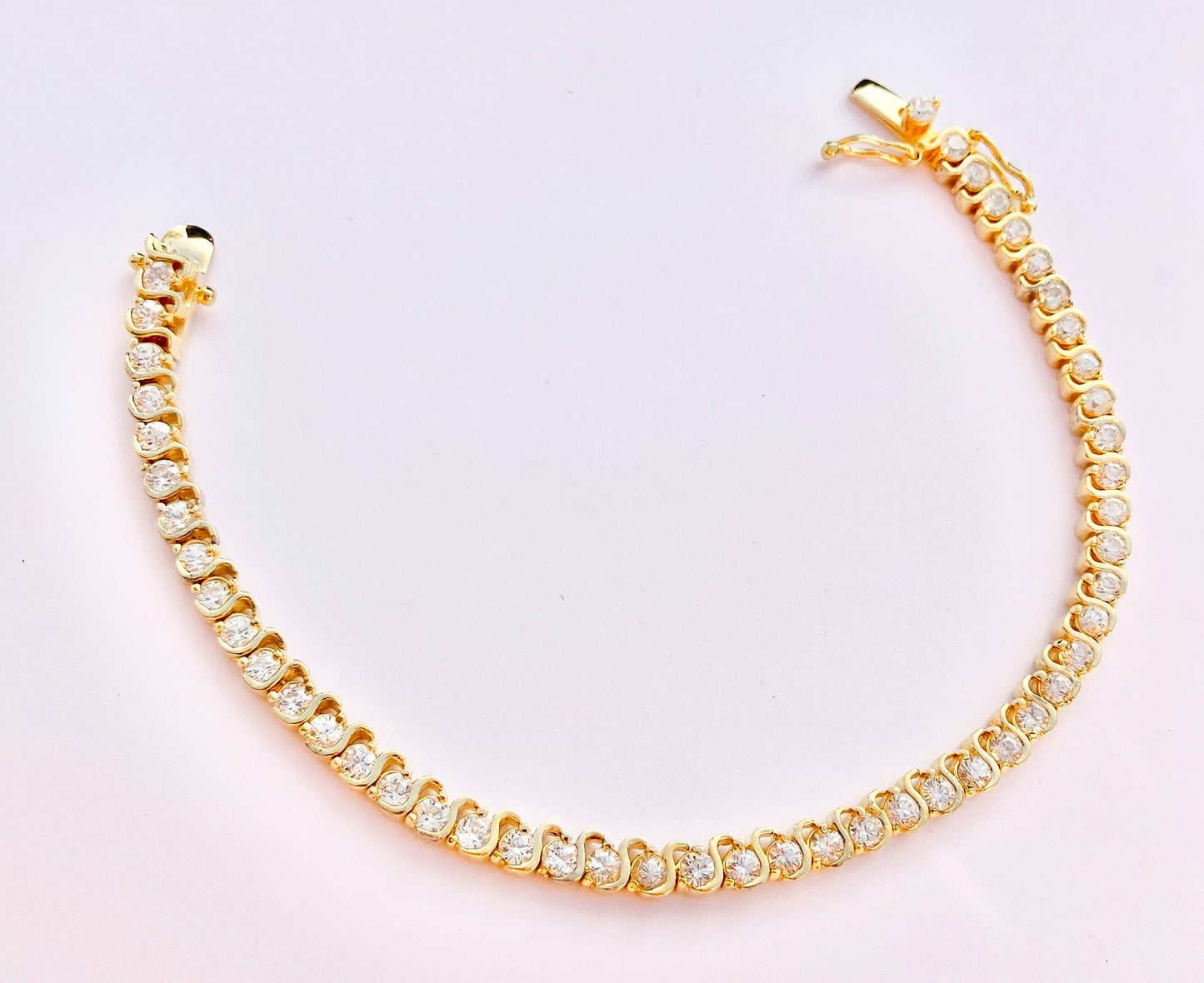 Gold Plated "Diamond" S-Link Tennis Bracelet
