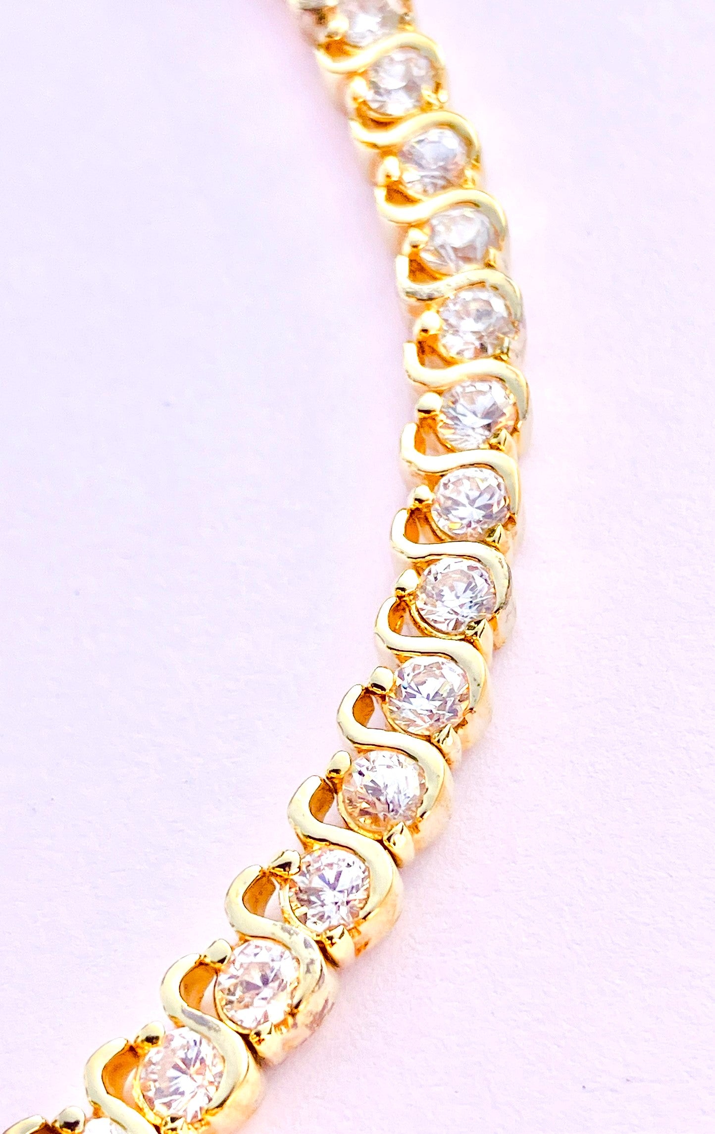 Gold Plated "Diamond" S-Link Tennis Bracelet