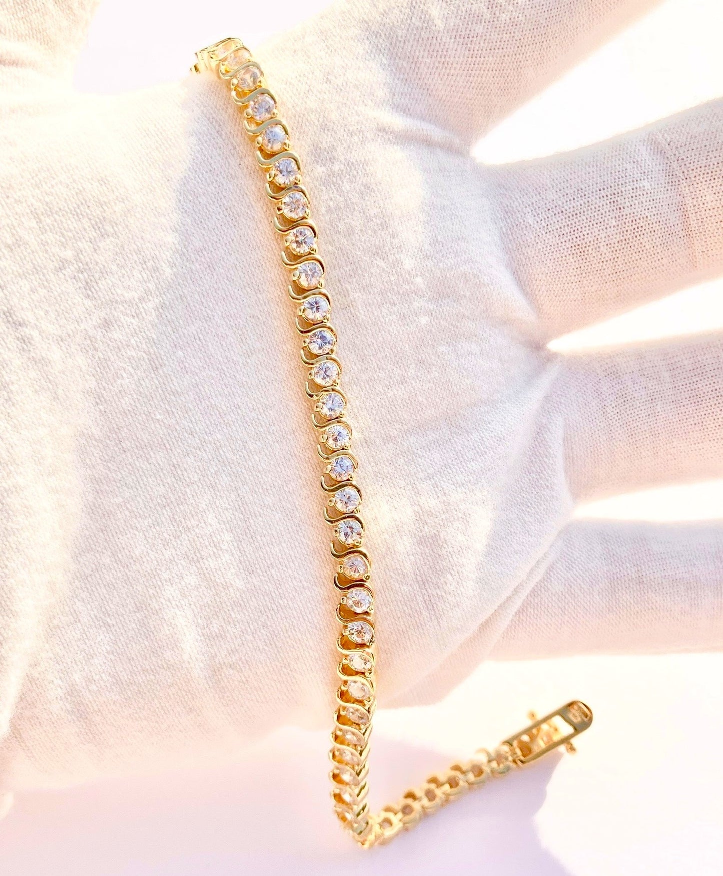Gold Plated "Diamond" S-Link Tennis Bracelet