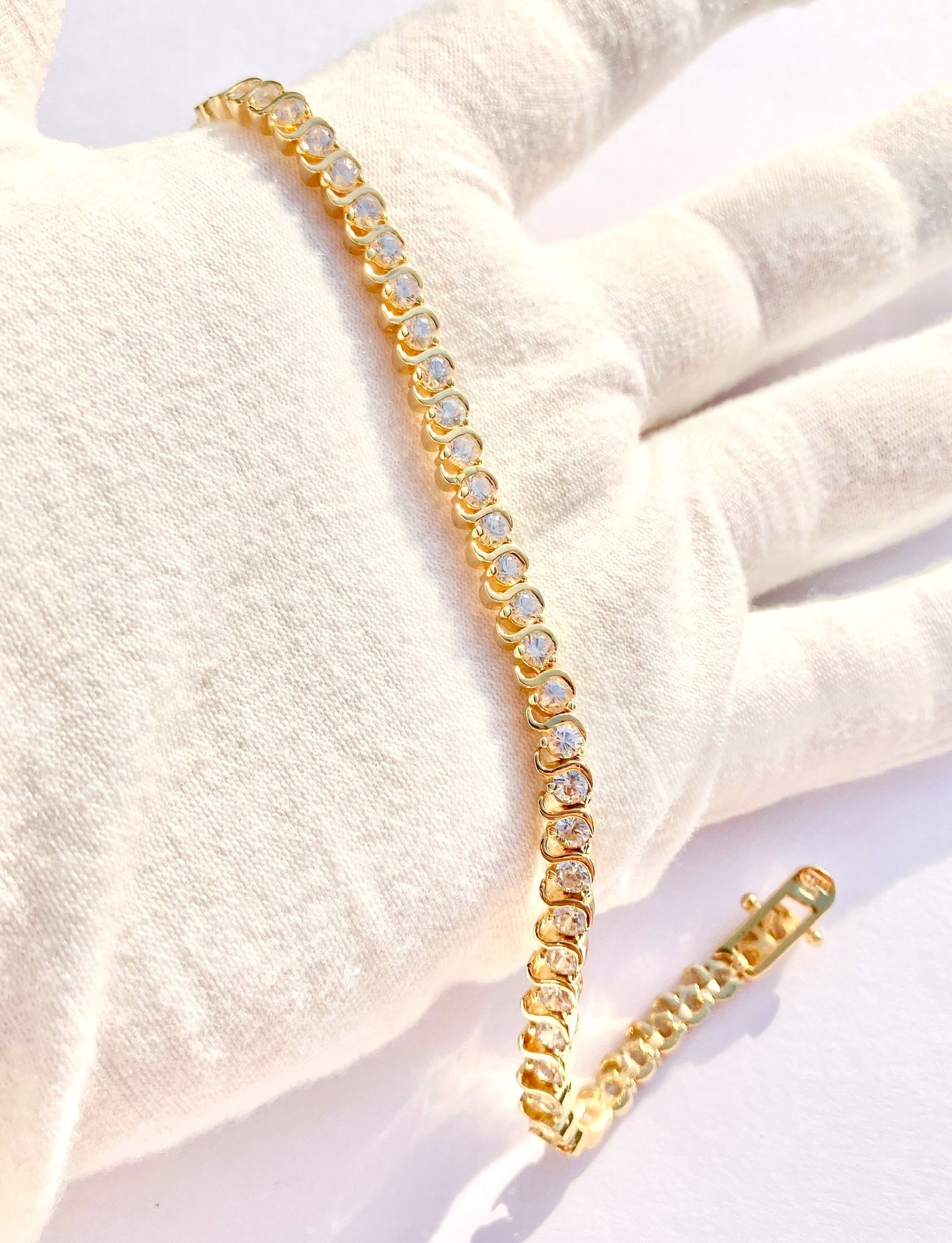 Gold Plated "Diamond" S-Link Tennis Bracelet