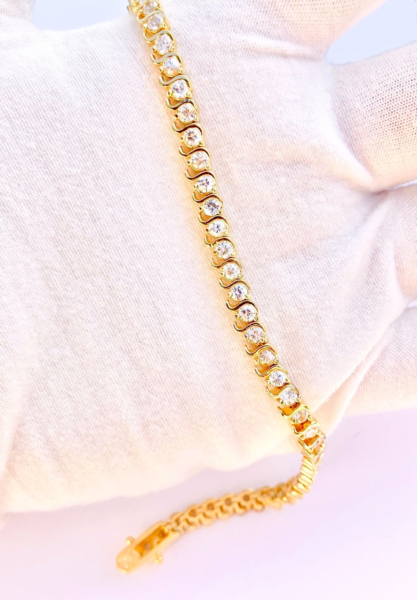 Gold Plated "Diamond" S-Link Tennis Bracelet