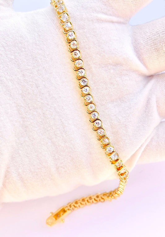 Gold Plated "Diamond" S-Link Tennis Bracelet