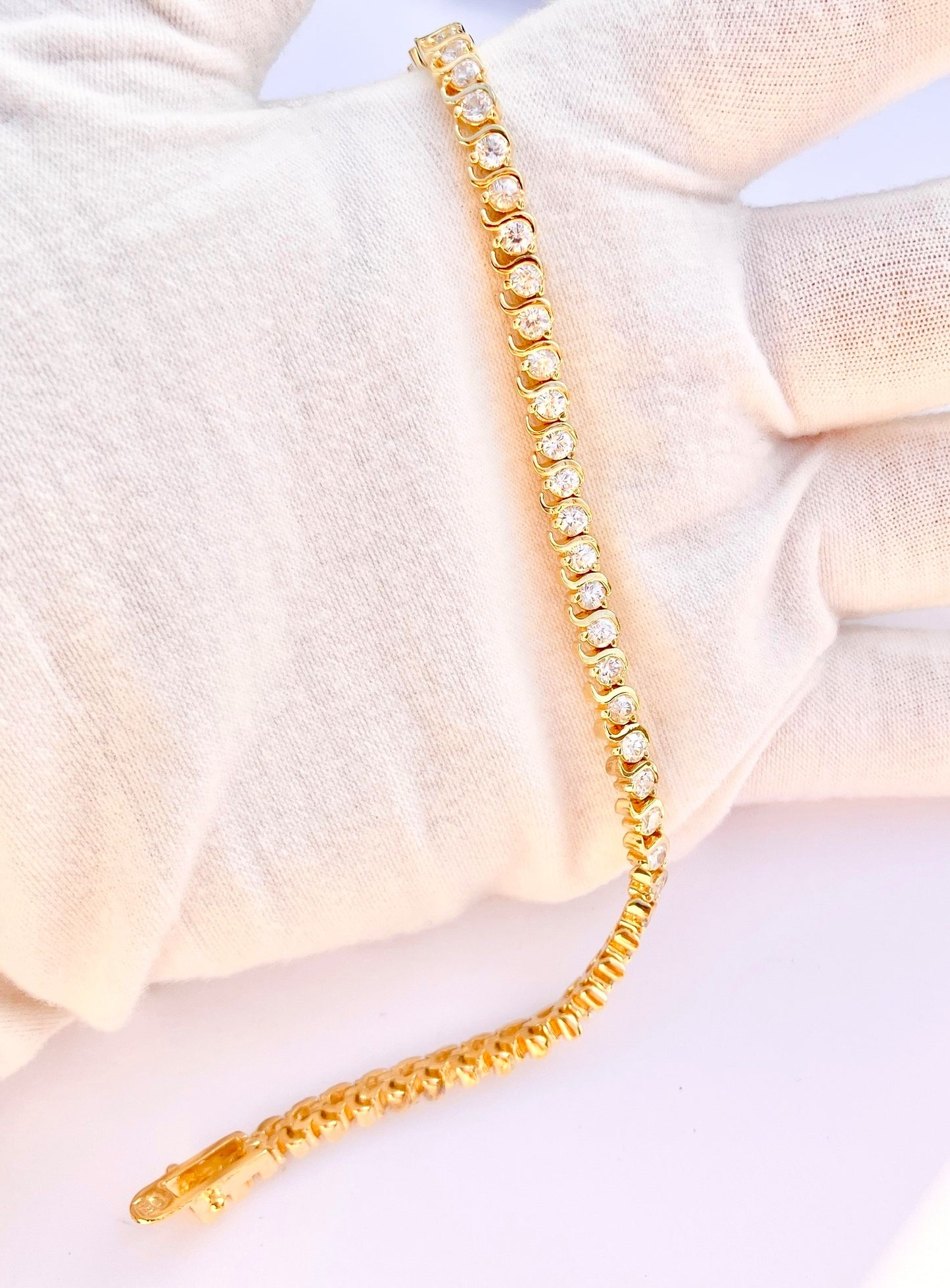 Gold Plated "Diamond" S-Link Tennis Bracelet