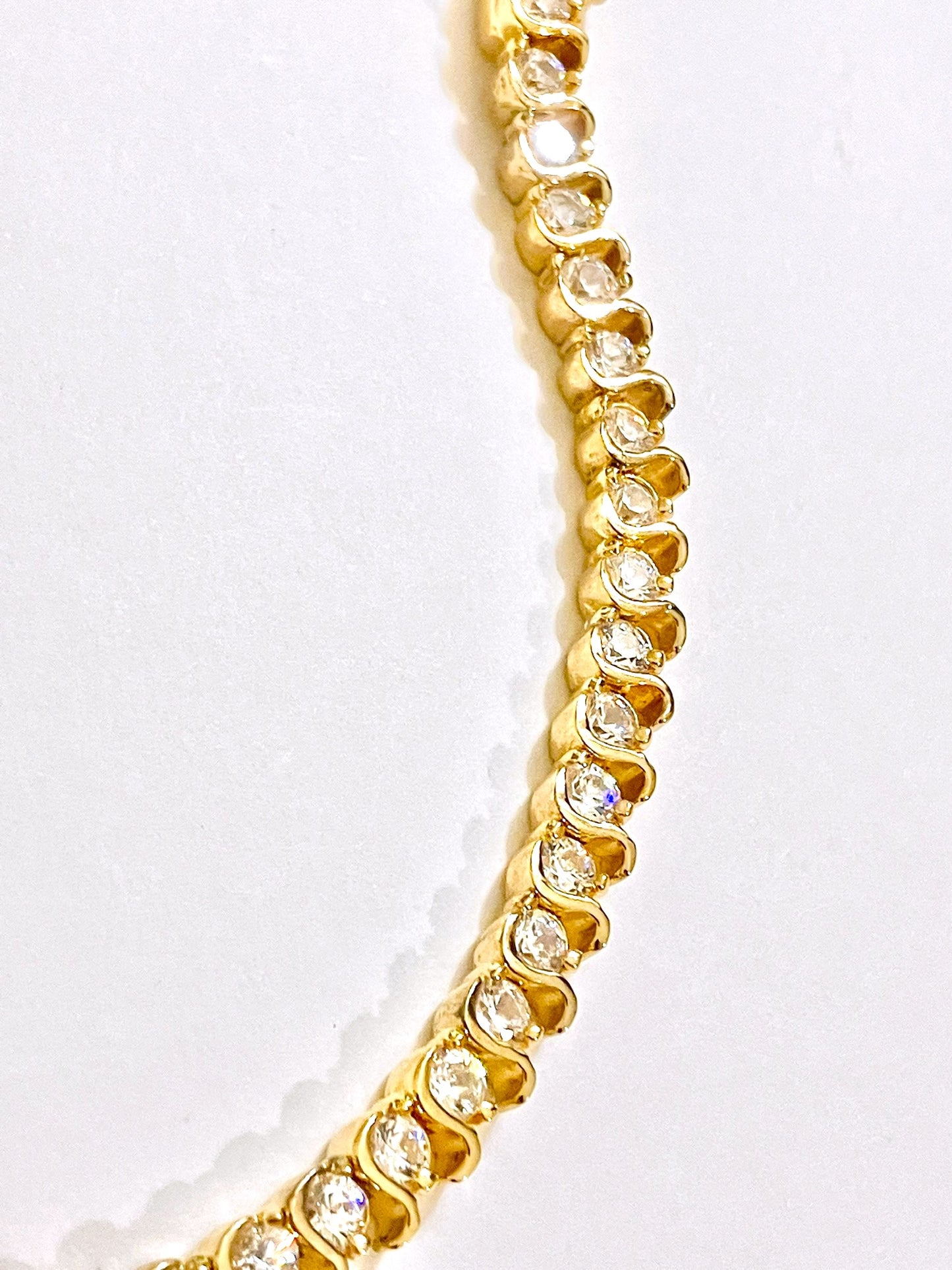 Gold Plated "Diamond" S-Link Tennis Bracelet