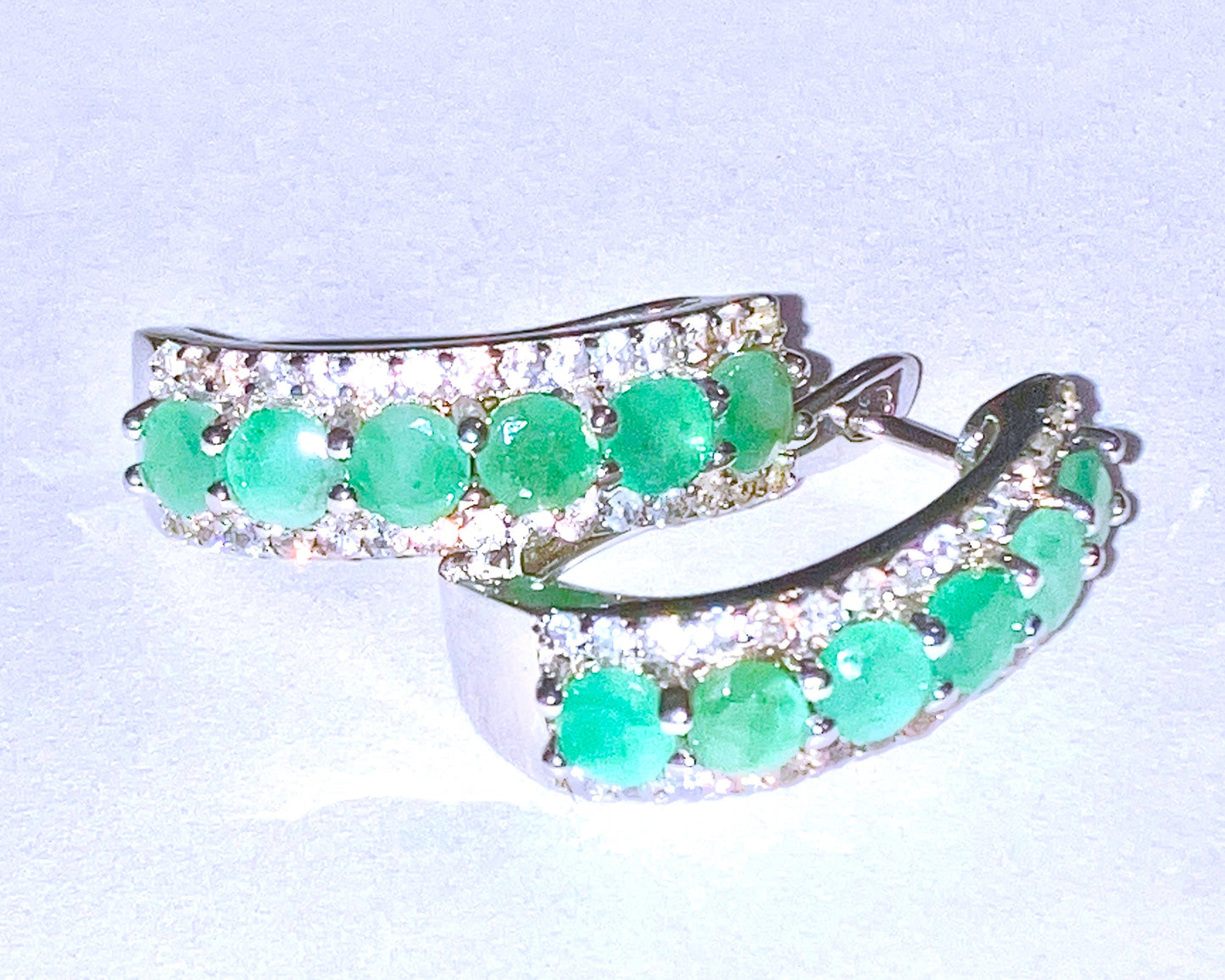 Emerald and Zircon English Lock Hoops