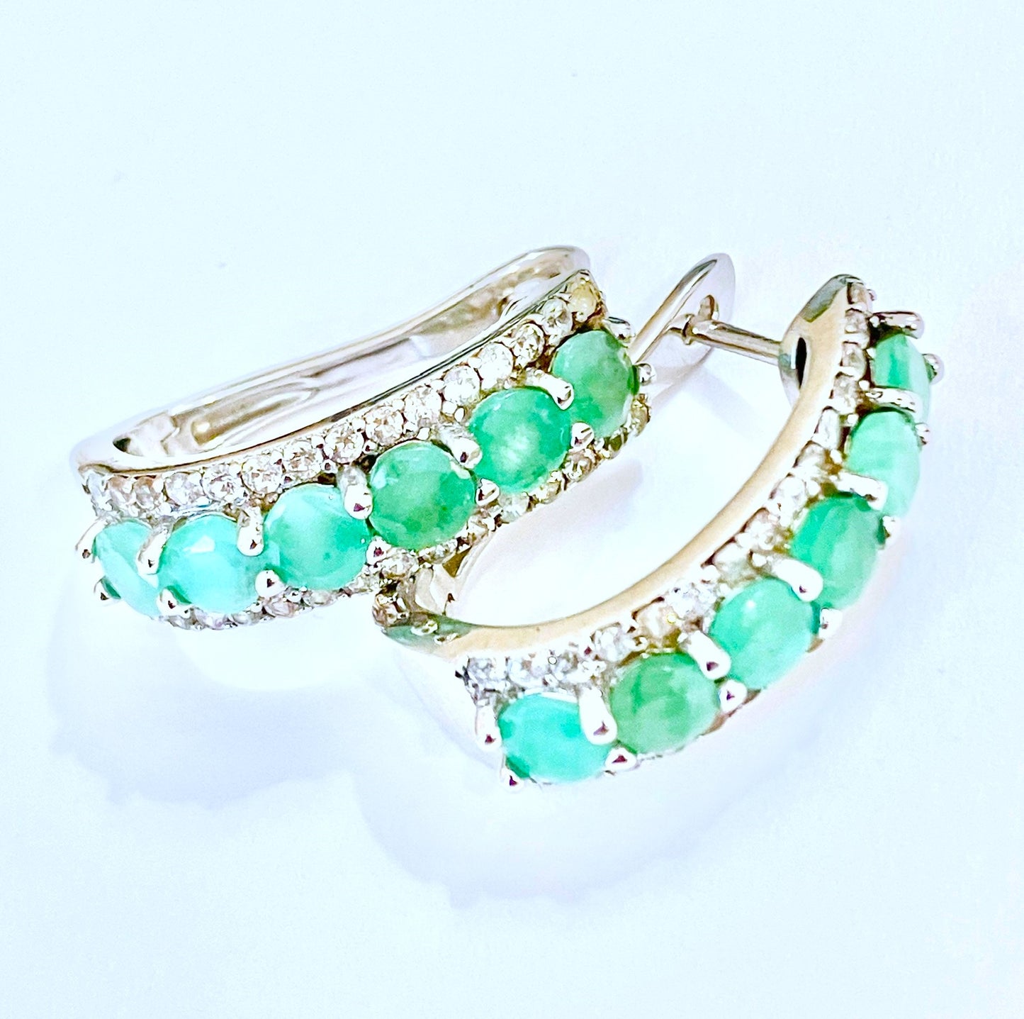 Emerald and Zircon English Lock Hoops