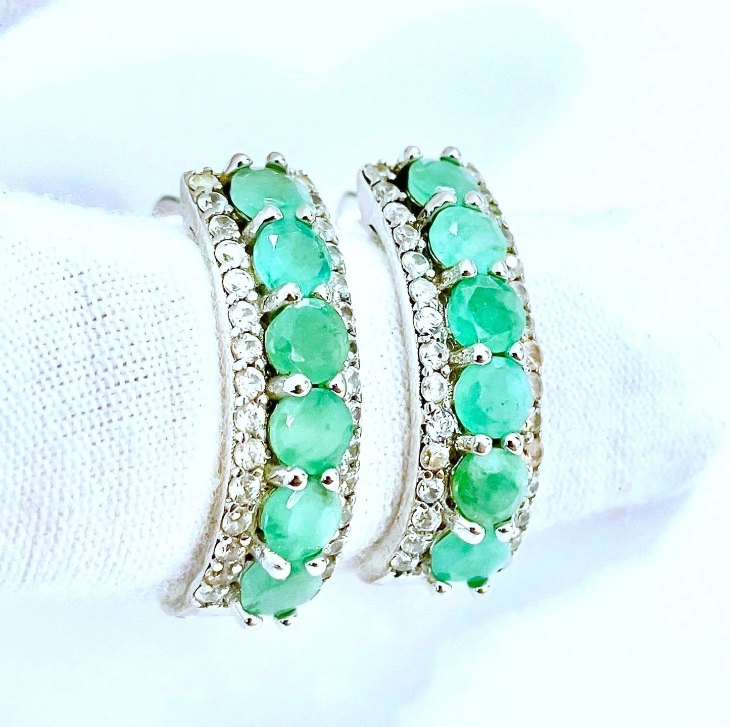 Emerald and Zircon English Lock Hoops