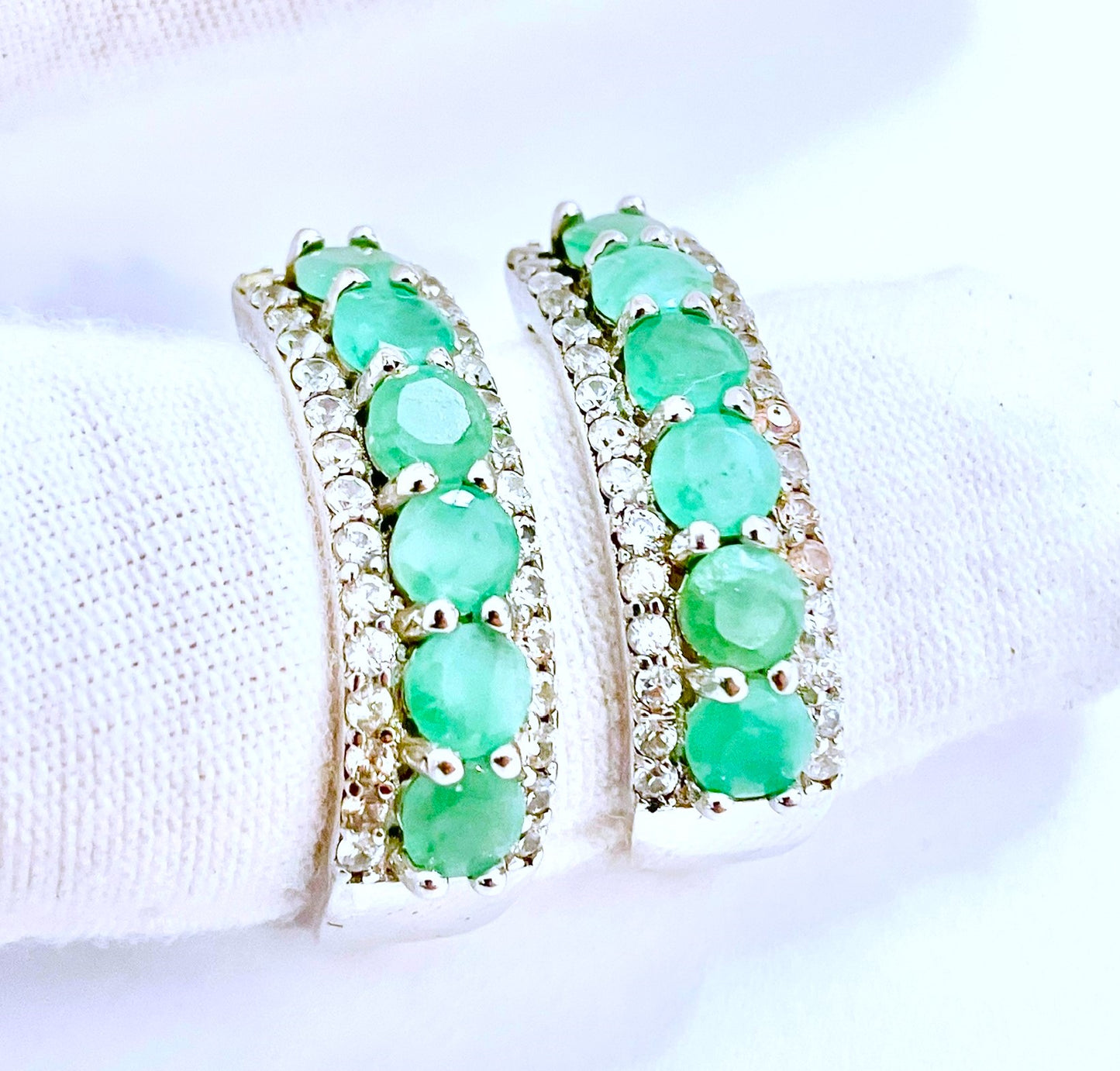 Emerald and Zircon English Lock Hoops