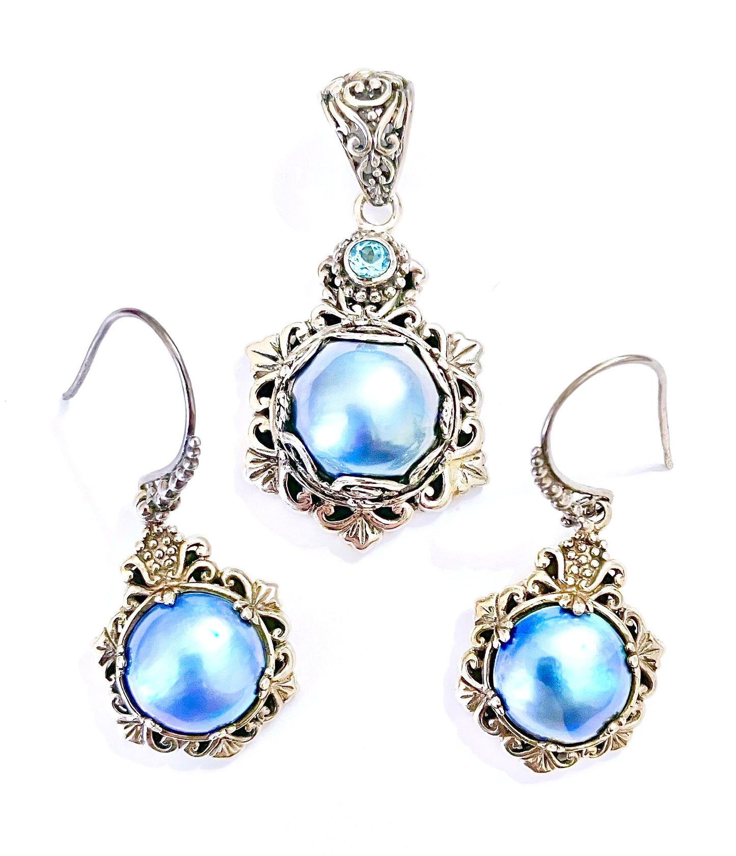 Sarda Blue Mabé Pearl Set