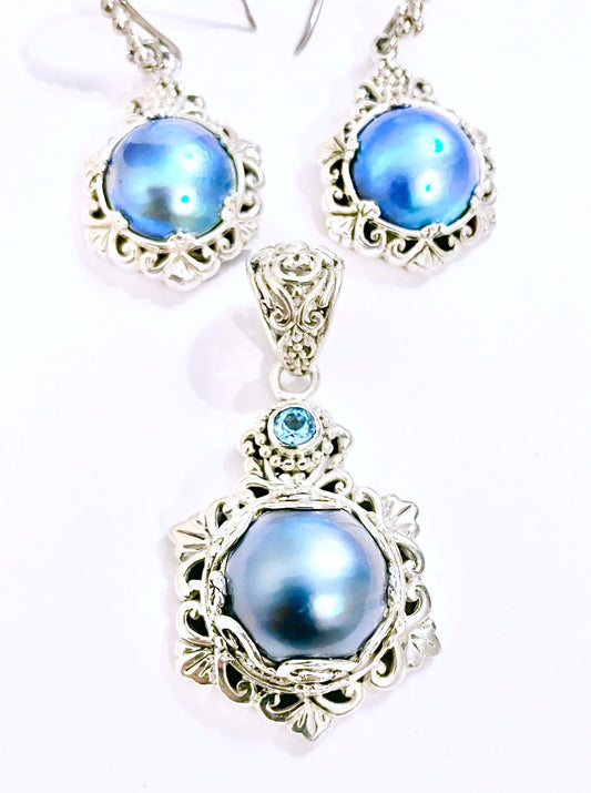 Sarda Blue Mabé Pearl Set