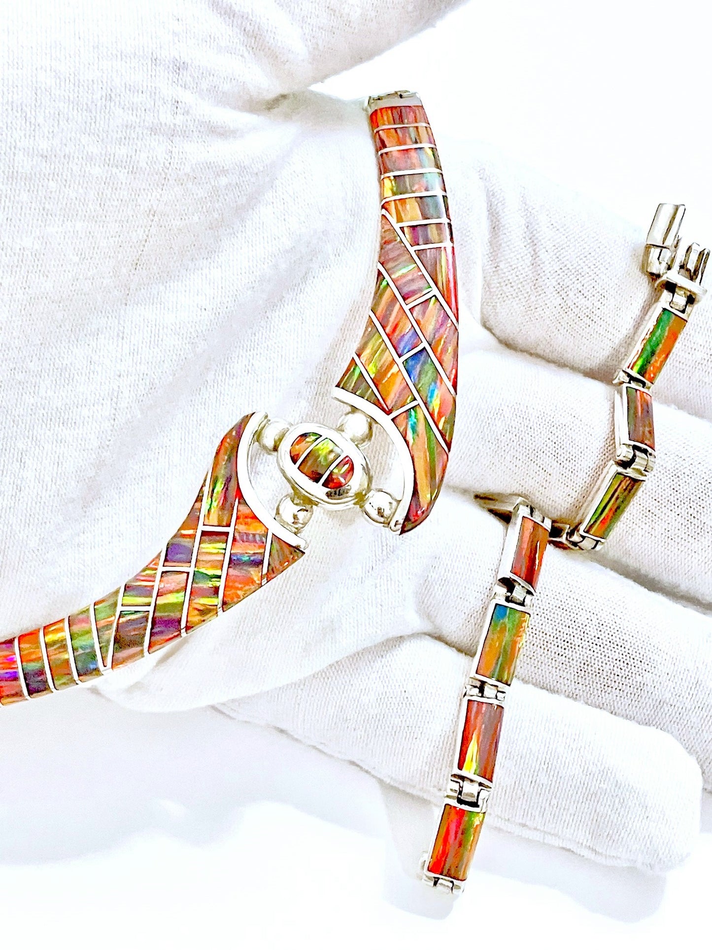 Synthetic Black Fire Opal Set