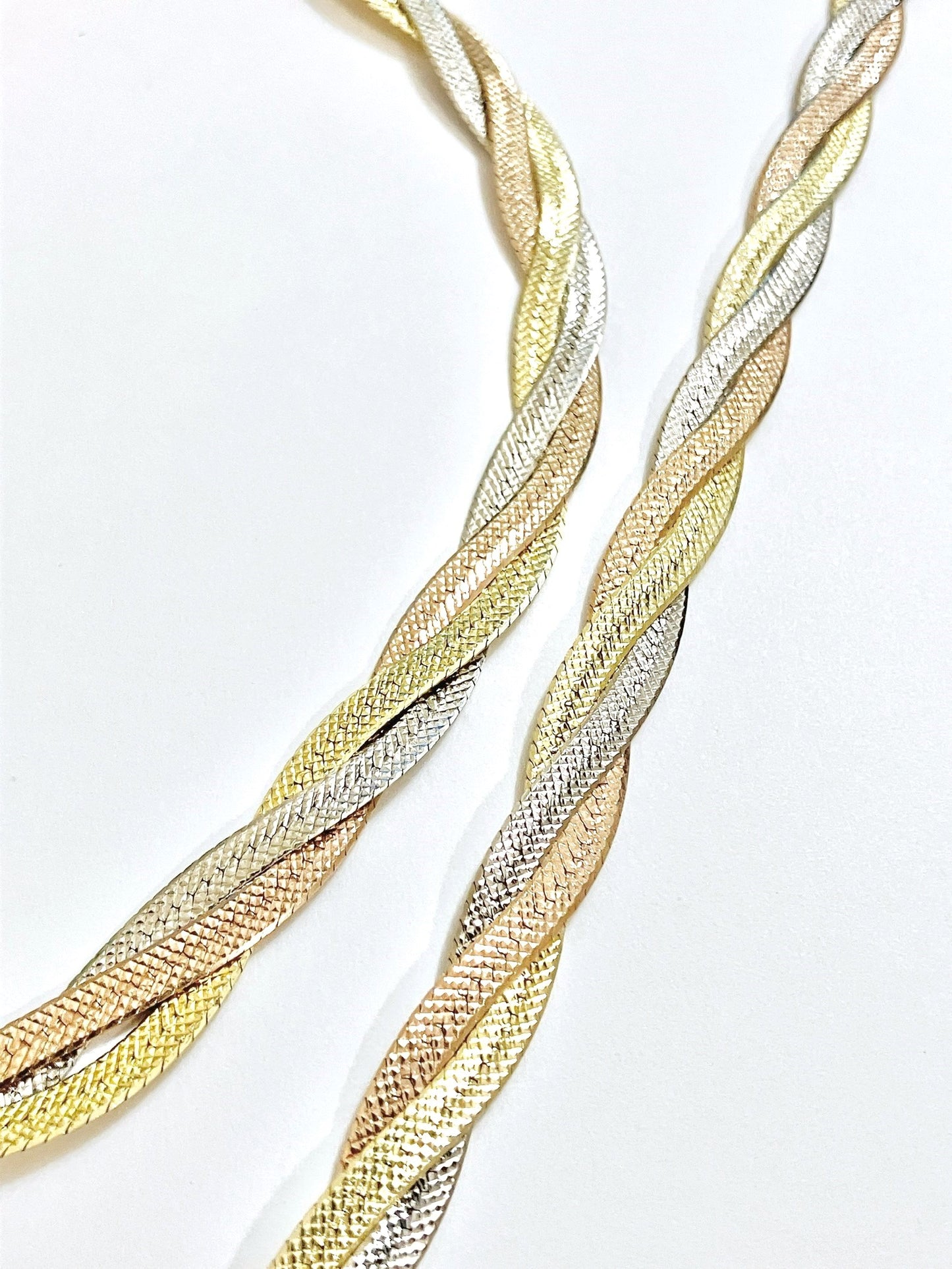Tri-Color Diamond Cut Braided Herringbone Chains (2 Sizes!)