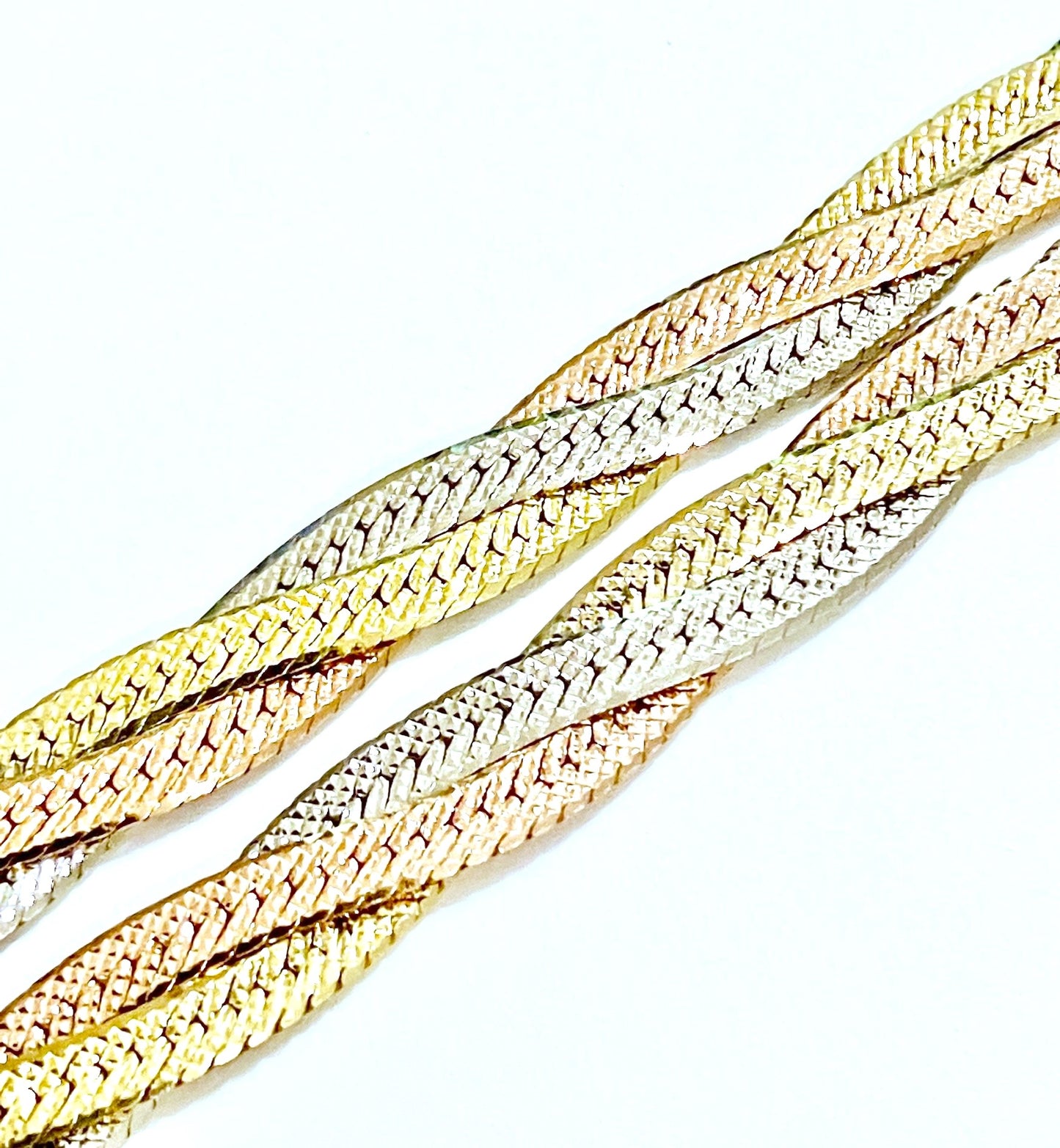 Tri-Color Diamond Cut Braided Herringbone Chains (2 Sizes!)