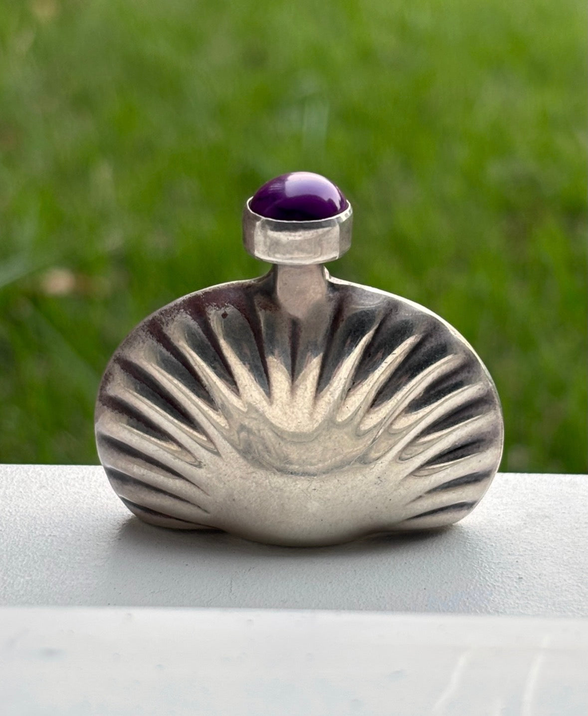 Vintage Taxco Mexico Sterling Silver Perfume Bottle Purple Stone