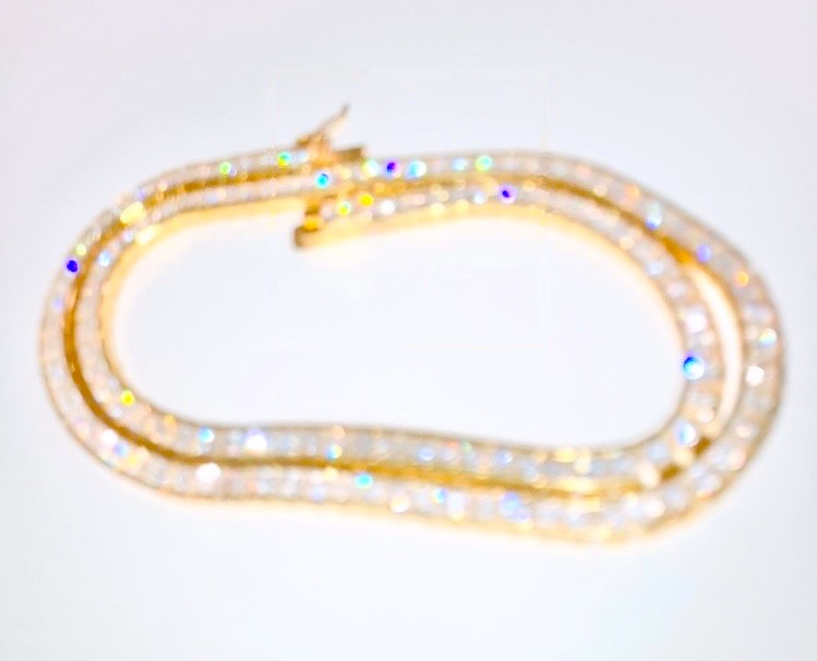 Gold Plated Princess Cut "Diamond" Tennis Chain
