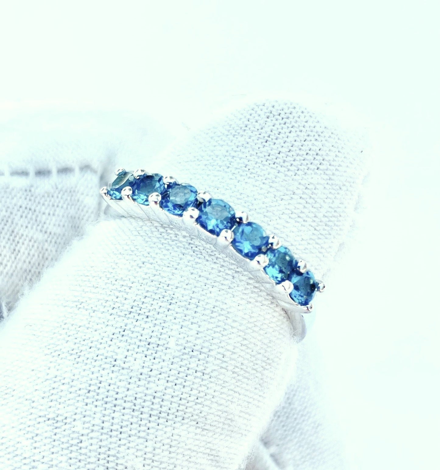 7 Stone London Blue Topaz Ring