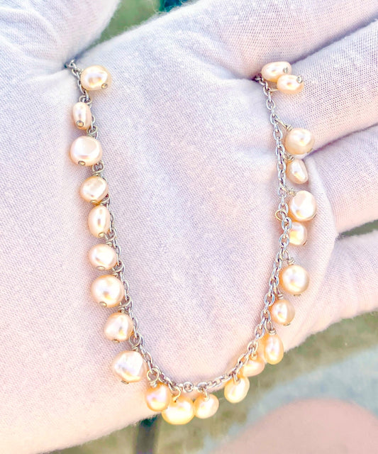 Soft Peach Pearl Bracelet