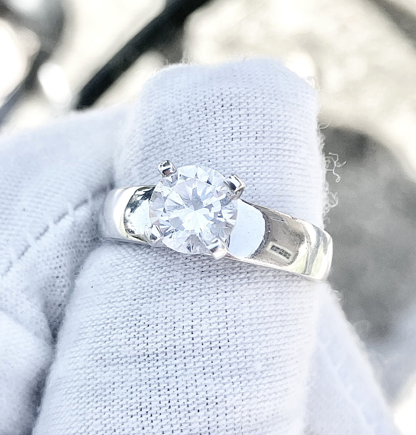 Wide Band "Diamond" Solitaire Ring