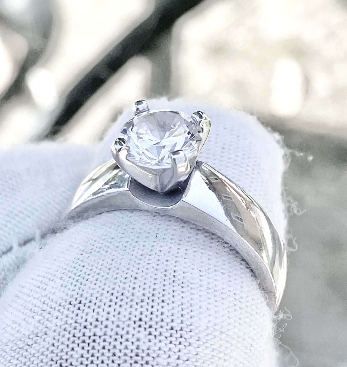 Wide Band "Diamond" Solitaire Ring