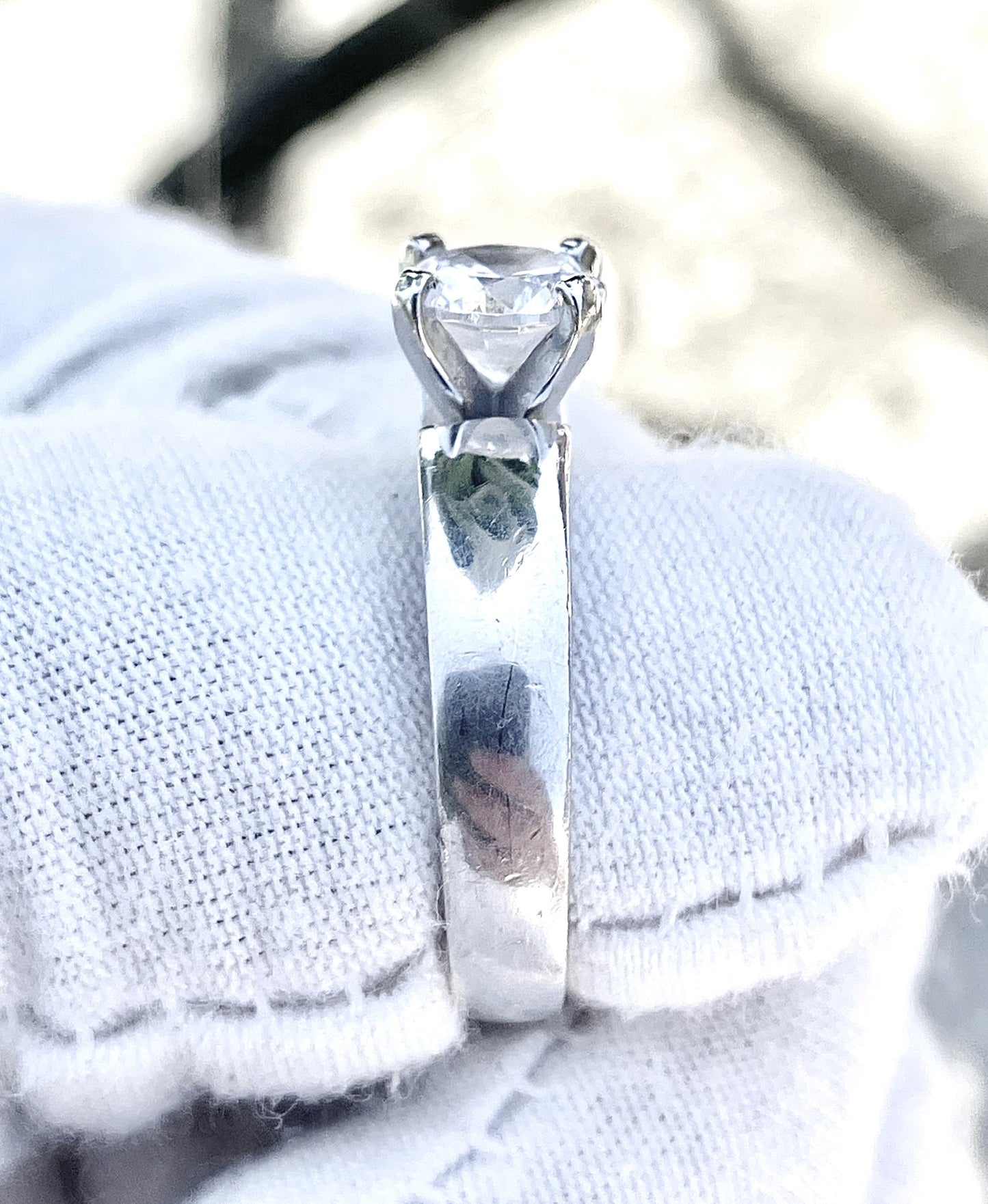 Wide Band "Diamond" Solitaire Ring