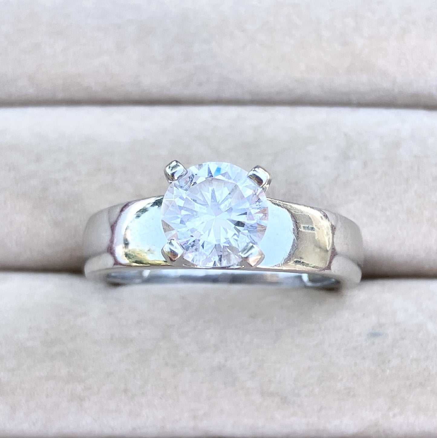 Wide Band "Diamond" Solitaire Ring