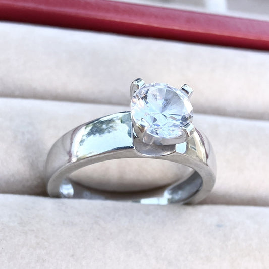 Wide Band "Diamond" Solitaire Ring