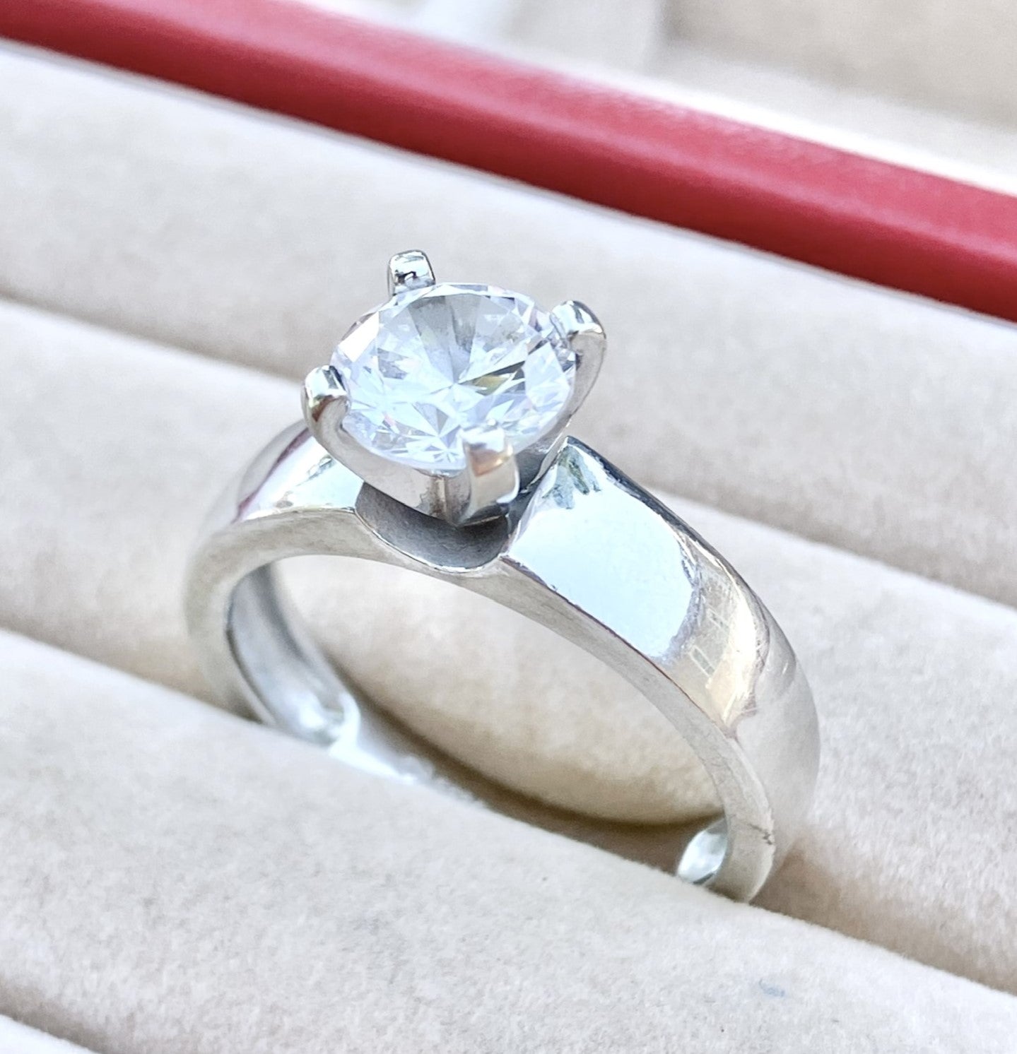 Wide Band "Diamond" Solitaire Ring