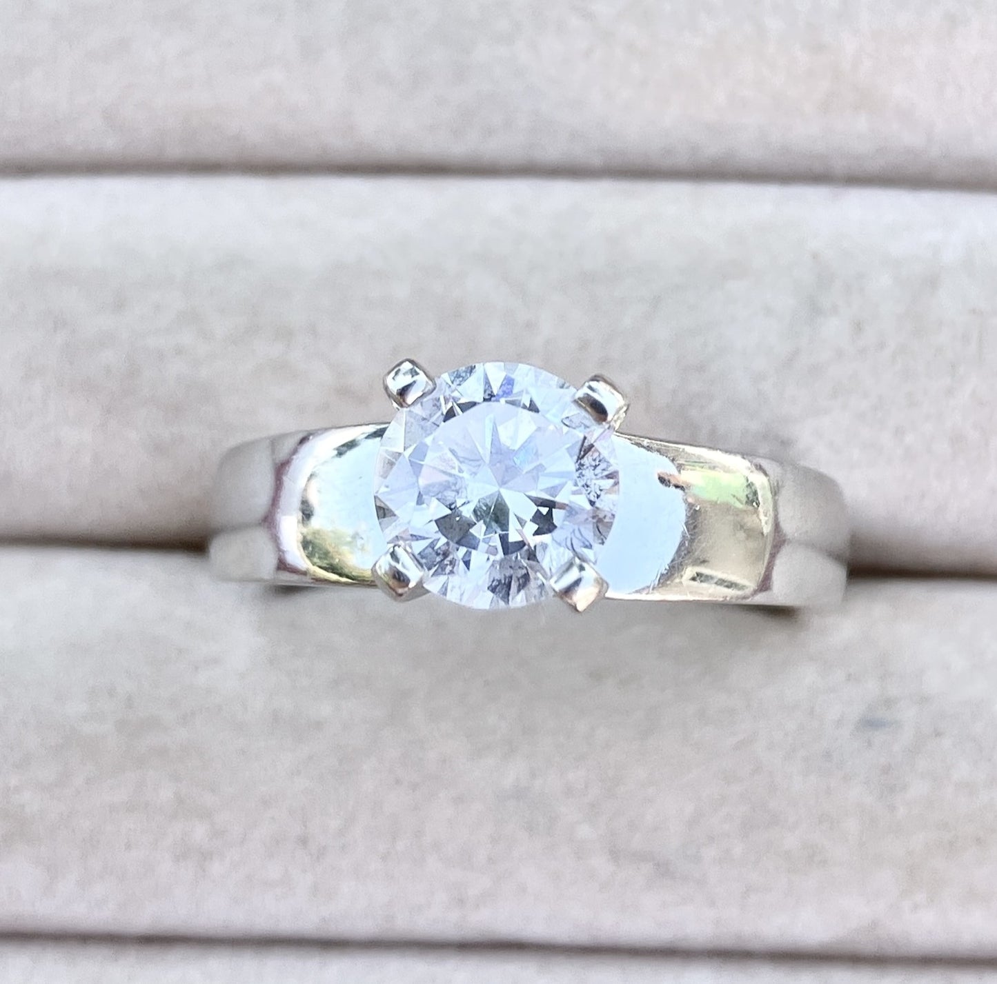 Wide Band "Diamond" Solitaire Ring