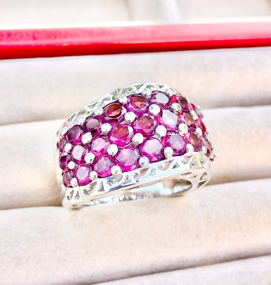 Pavé Rhodolite Garnet Wave Ring