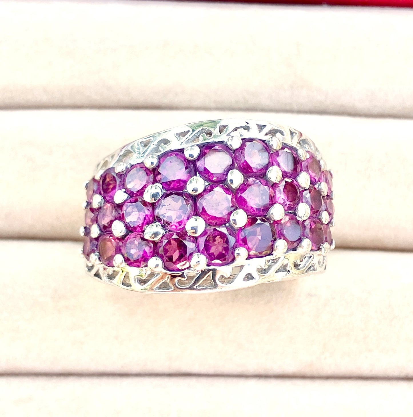 Pavé Rhodolite Garnet Wave Ring