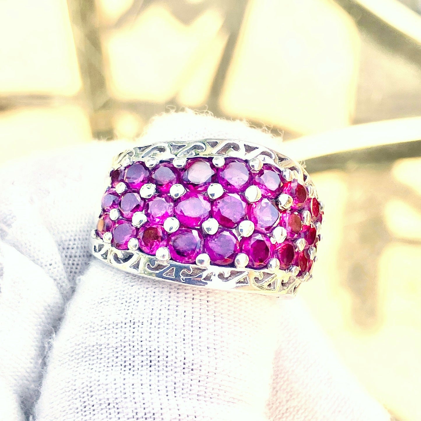 Pavé Rhodolite Garnet Wave Ring
