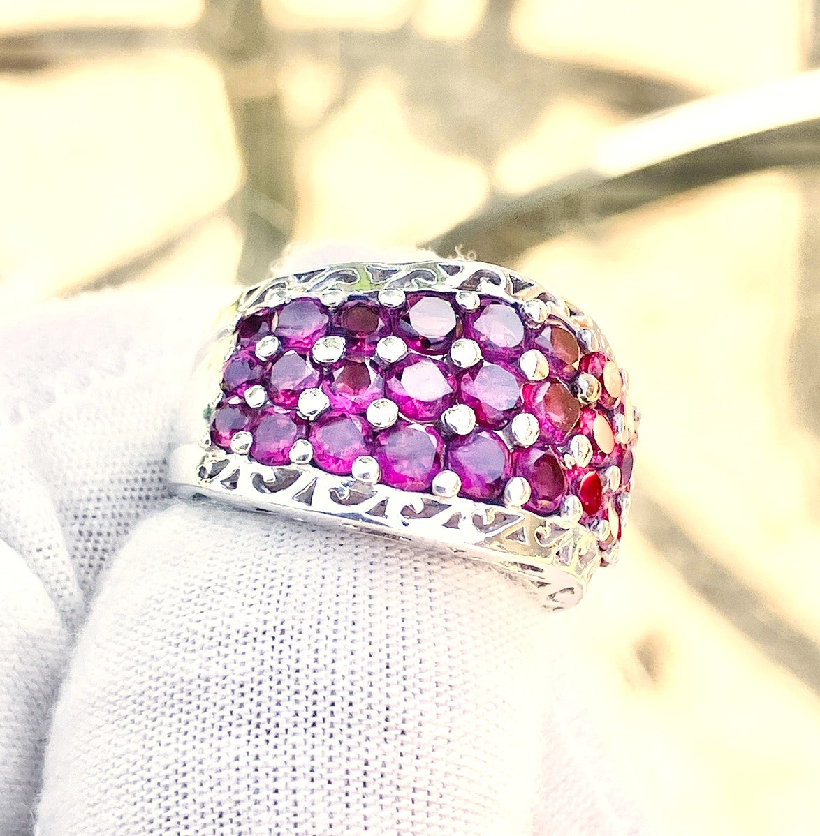 Pavé Rhodolite Garnet Wave Ring