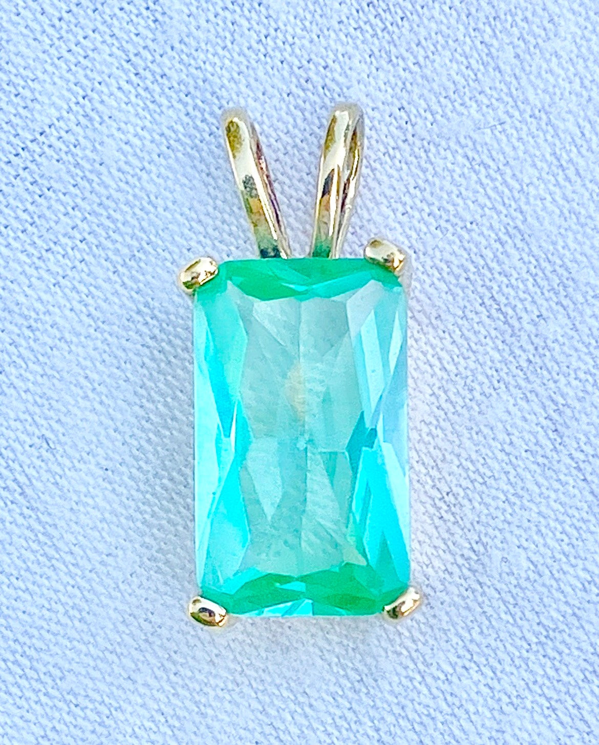 Gold Plated Synthetic Paraiba Spinel Pendant