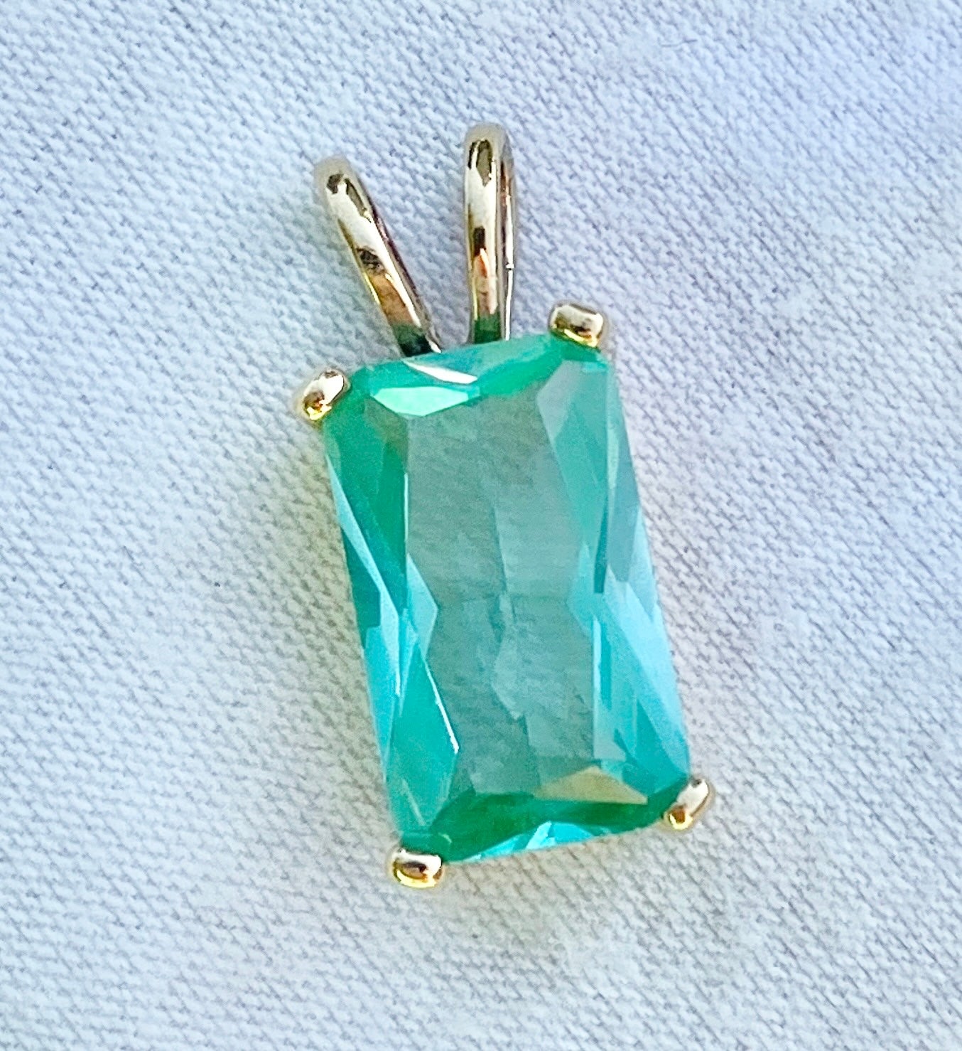Gold Plated Synthetic Paraiba Spinel Pendant