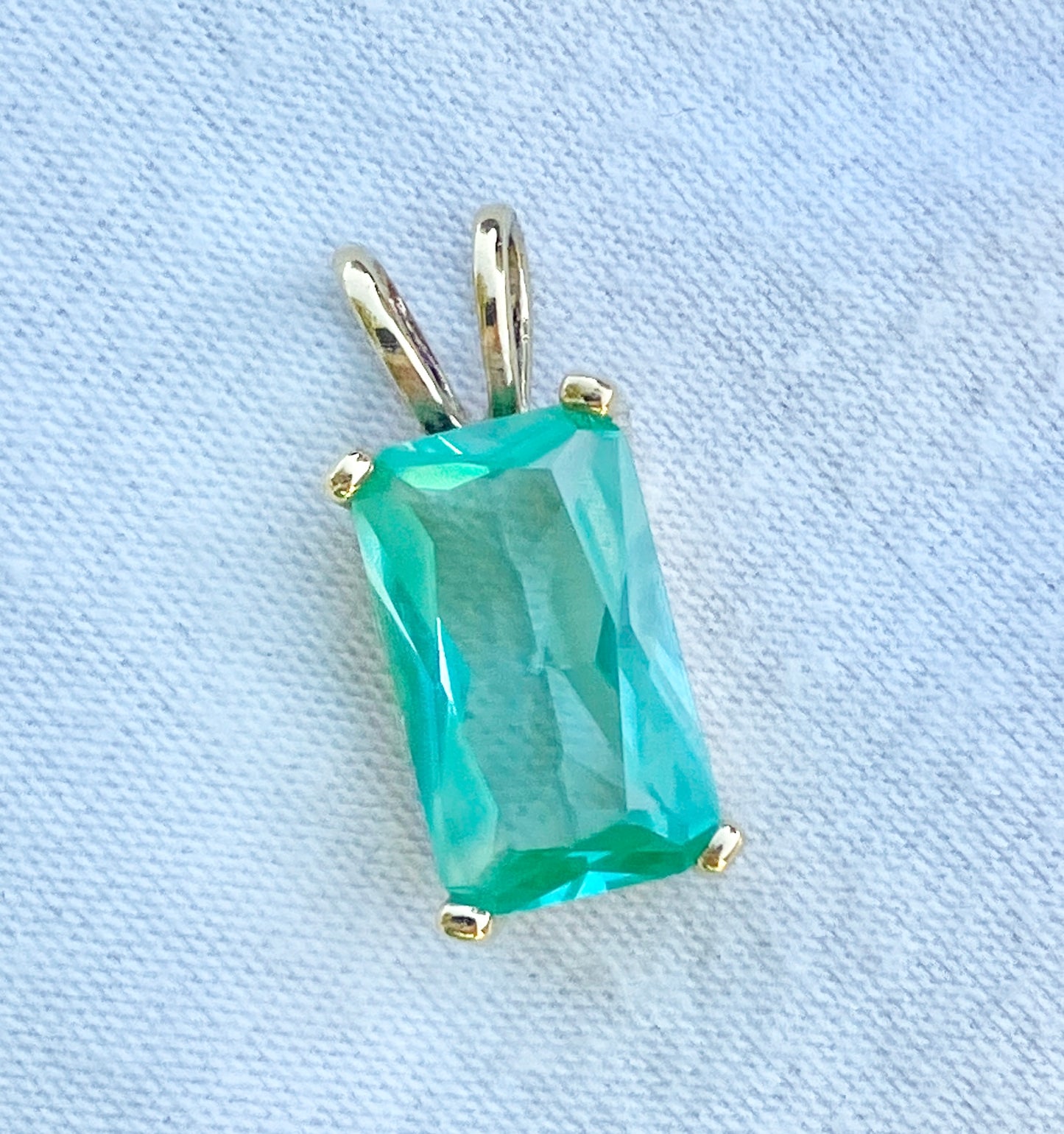 Gold Plated Synthetic Paraiba Spinel Pendant