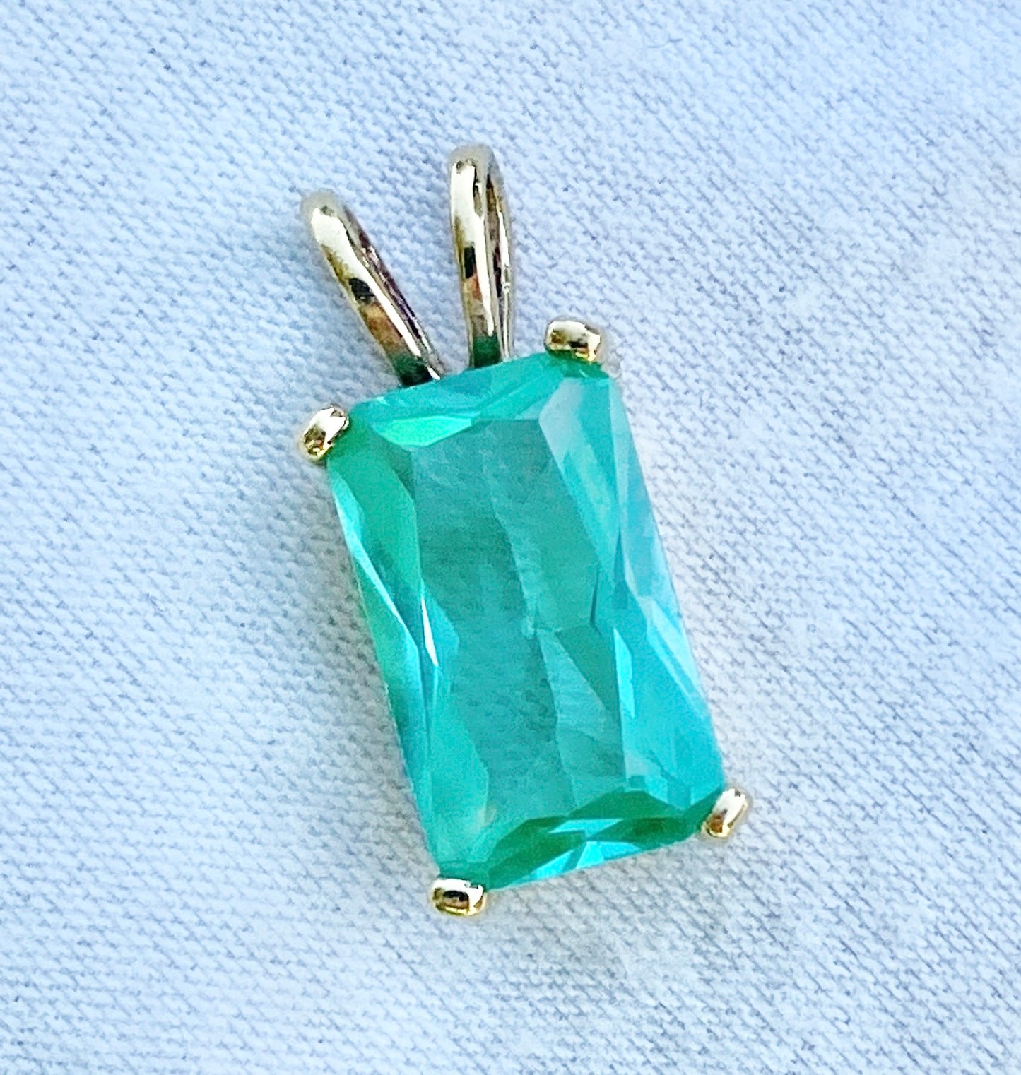 Gold Plated Synthetic Paraiba Spinel Pendant